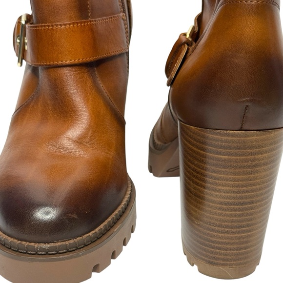 PIKOLINOS Cuero Lug Sole Block Heel Leather Boots Size 40 - Picture 6 of 14
